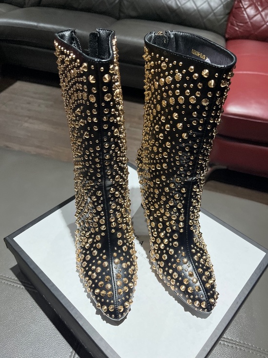 AKIRA Shoes - AKIRA AZALEA WANG GREHGAN BLACK EMBELLISHED CHUNKY HEEL BOOTIE Size 88